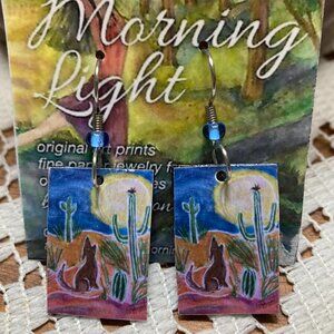 Handmade Paper Earrings Desert Coyote
